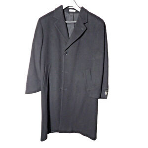 Chereskin Mens 42S Cashmere Blend Overcoat Trench Coat Jacket Black Old Money